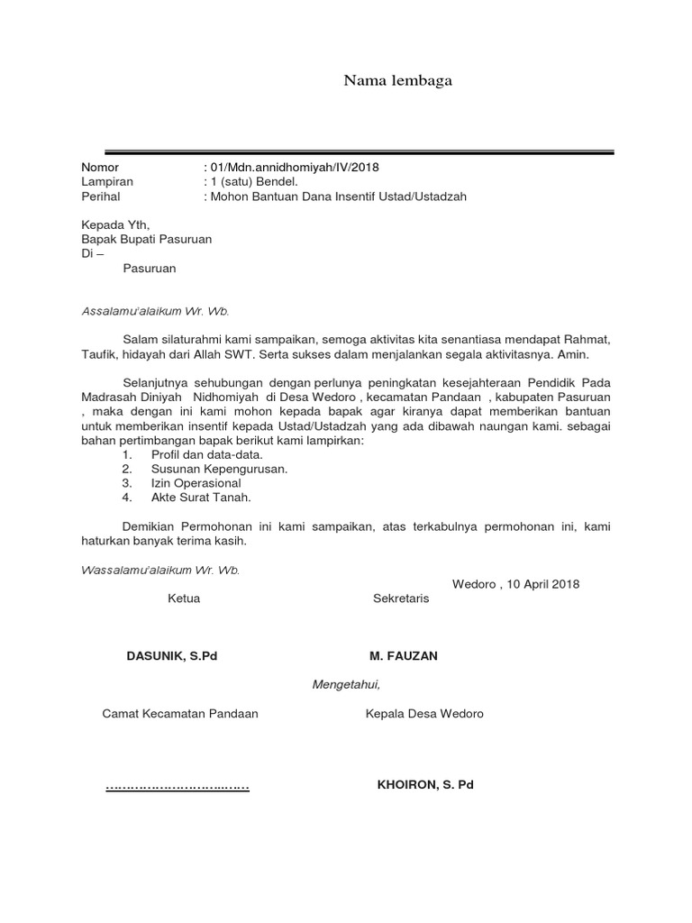 Contoh Surat Mohon Kuota Guru