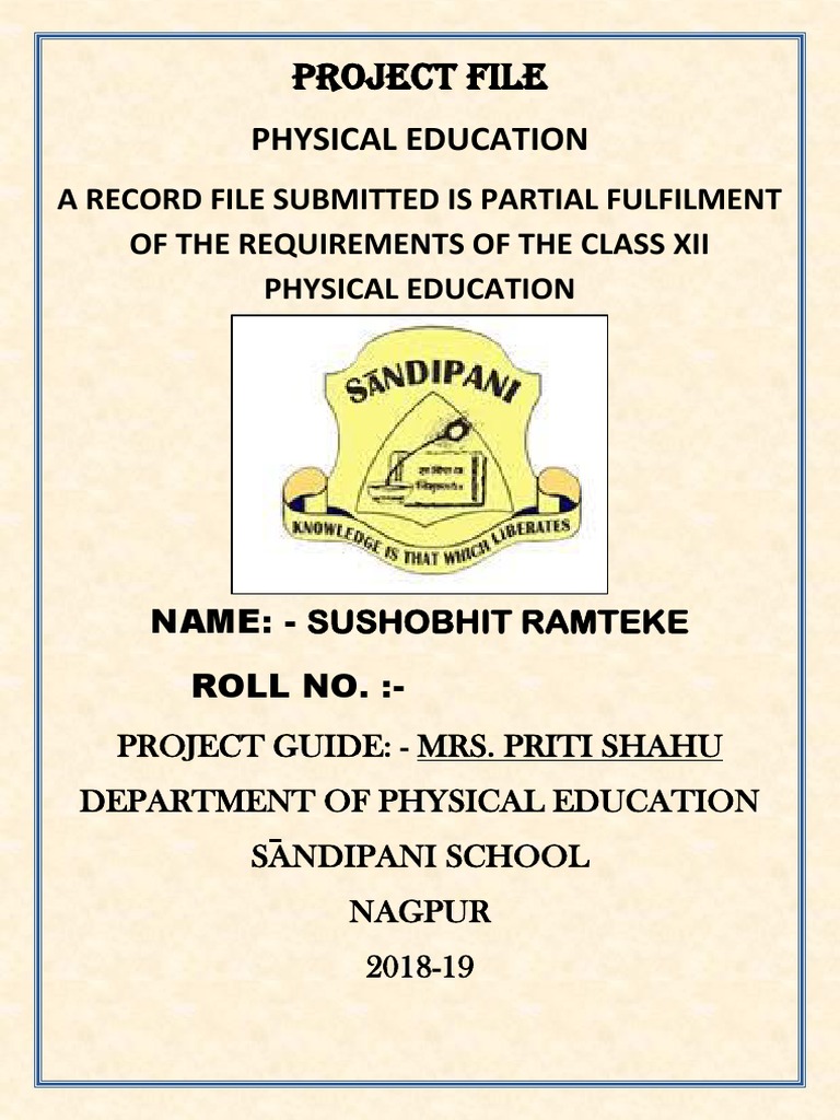 Class XII Physical Education Project File | PDF | Behavior Modification