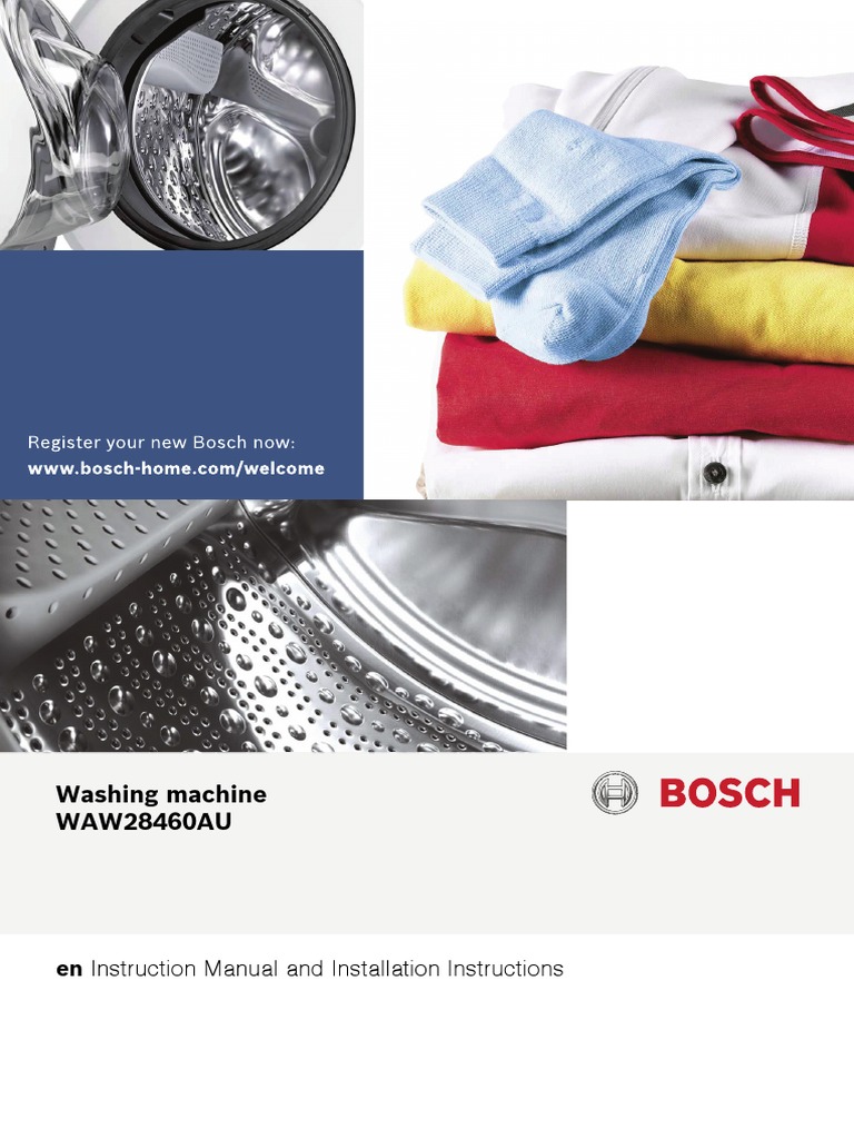 Bosch 8kg Front Loading Washing Machine WAW28460AU User Manual PDF Laundry Washing Machine