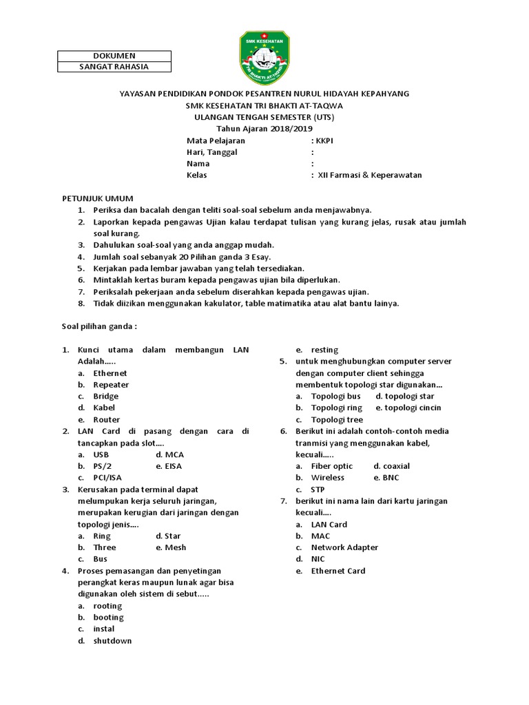 Contoh Soal Pilihan Ganda Tentang Fiber Optik Berbagi