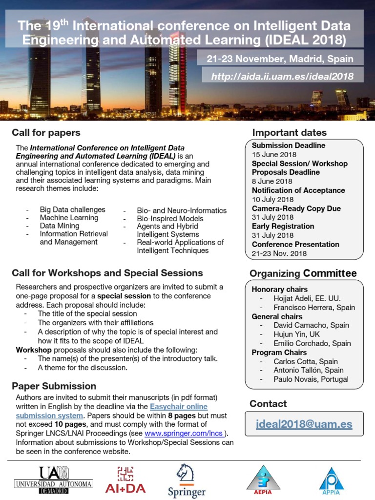 IDEAL 2018 Conference Important Dates | PDF | Science And Technology ...