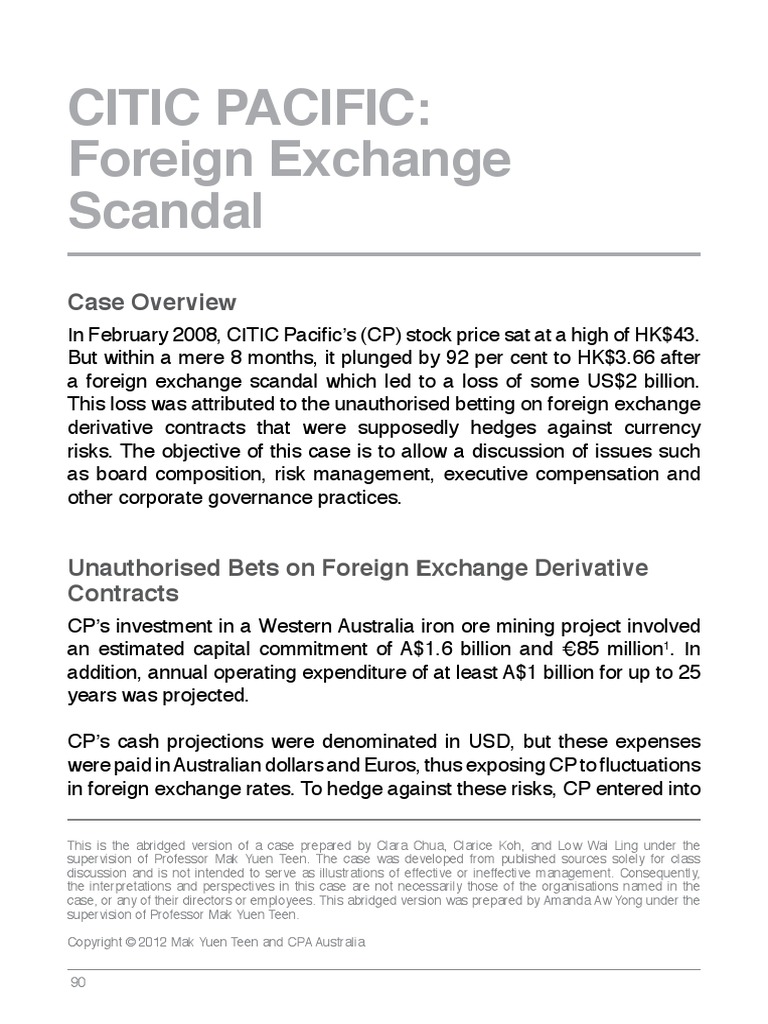 CITIC Pacific PDF | PDF | Internal Control | Foreign Exchange Market