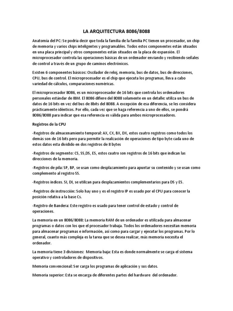 La Arquitectura 8086 | PDF | Almacenamiento de datos de la computadora ...