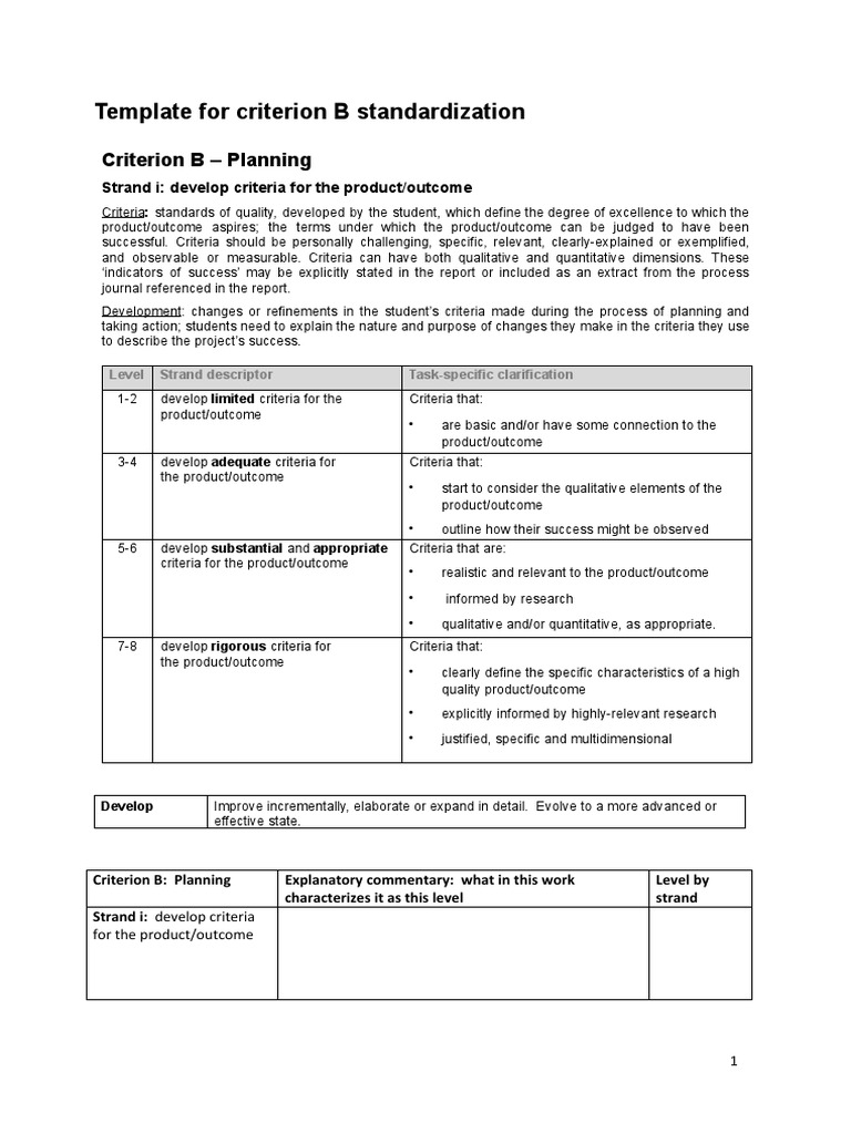 Criterion B Planning Template | PDF | Qualitative Research | Learning