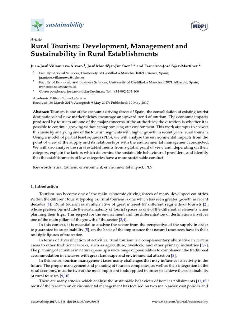 Rural Tourism Sustainability | PDF | Sustainability | Tourism