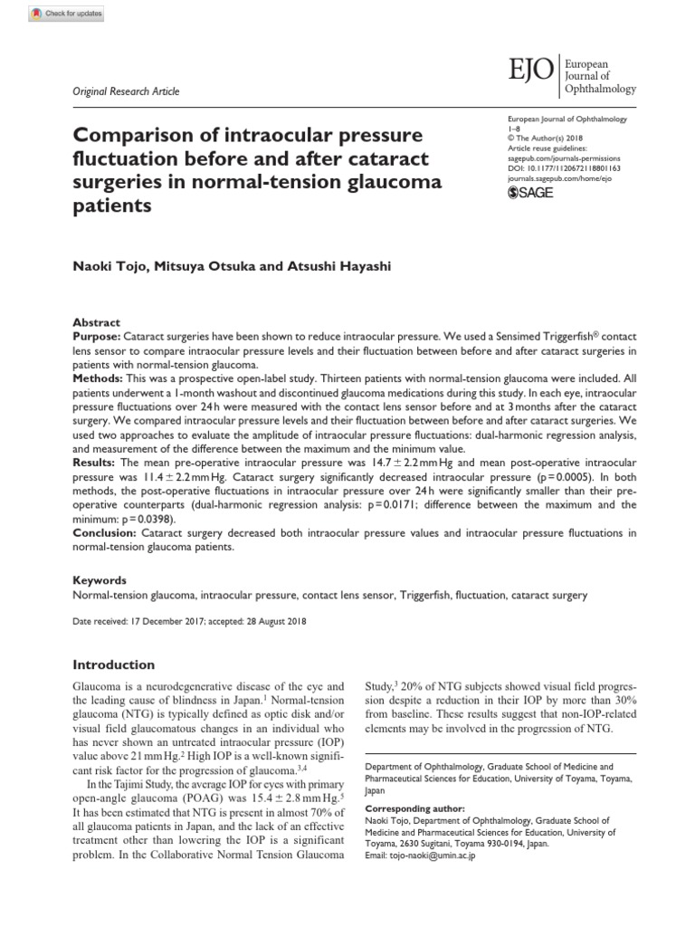 Comparison of Intraocular Pressure Fluctuation Before and After ...