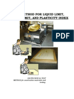 GEOTECHNICAL TEST METHOD: LIQUID LIMIT, PLASTIC LIMIT, AND PLASTICITY INDEX