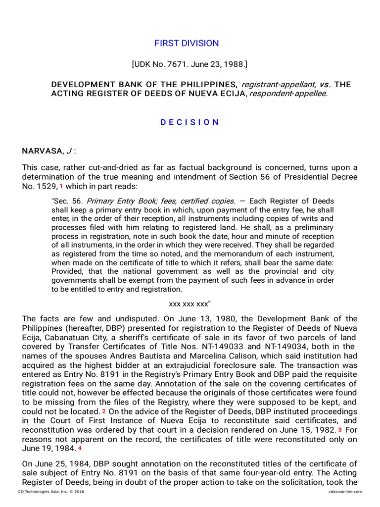 Registrant-Appellant, vs. vs. Respondent Appellee.: First Division | PDF