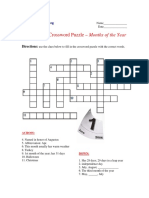 Intermediate Crossword Puzzle - Months of The Year PDF