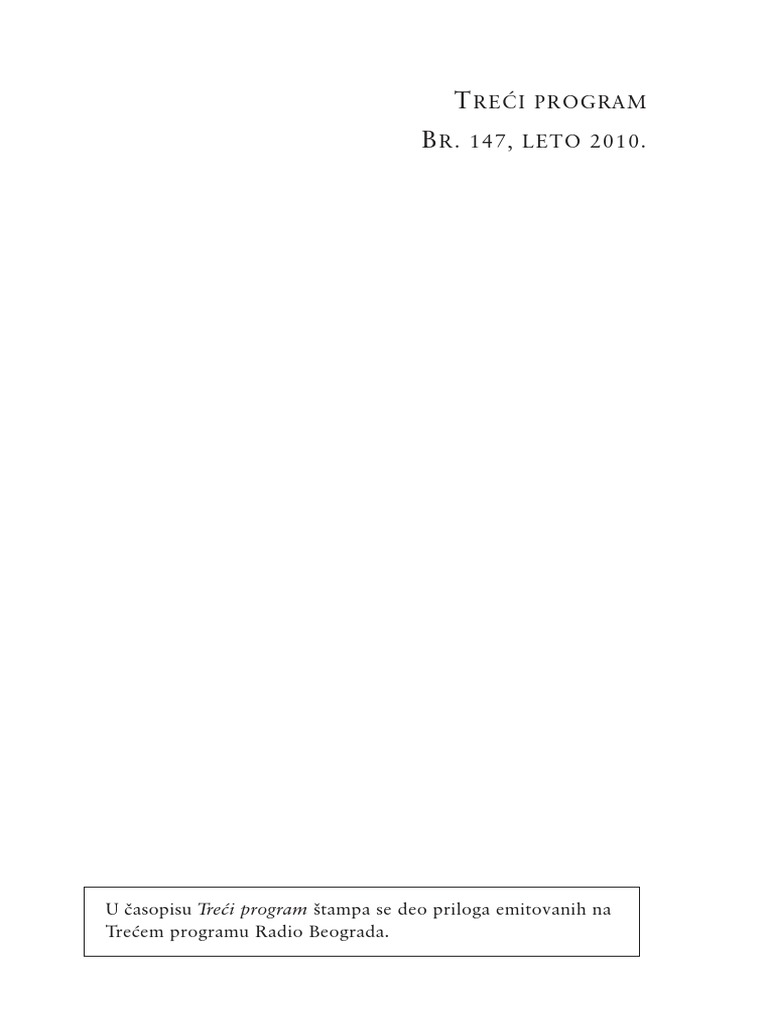 Treci Program Radio Beograda Broj 147 PDF | PDF