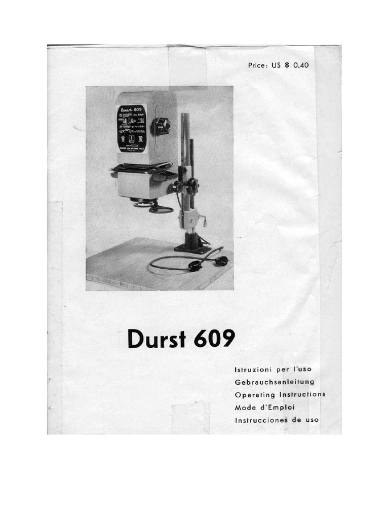 Durst 609 Instruction Booklet | PDF