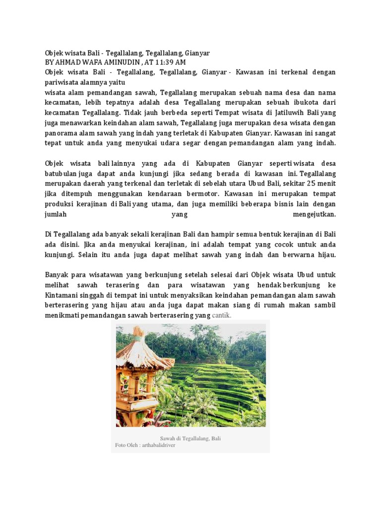 Cantik Sawah Di Tegallalang