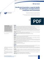 Classificação de Clientes e Carga de Trabalho Enfermagem Uci