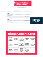 Moneysprite Bingo #Budget2018