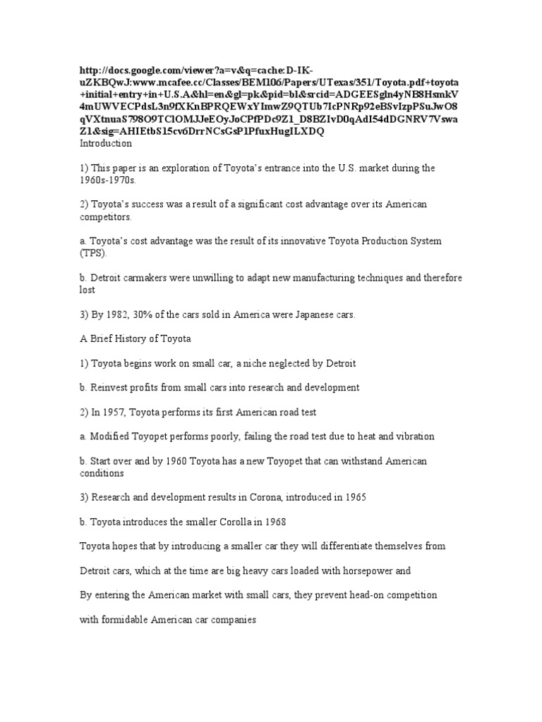 Toyota motor corporation case study answers picture