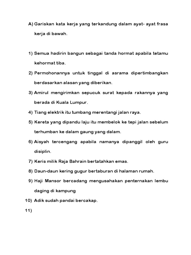 Latihan Tatabahasa Frasa Kerja Frasa Adjektif Dan Frasa Sendi Nama Tingkatan 3 Pdf