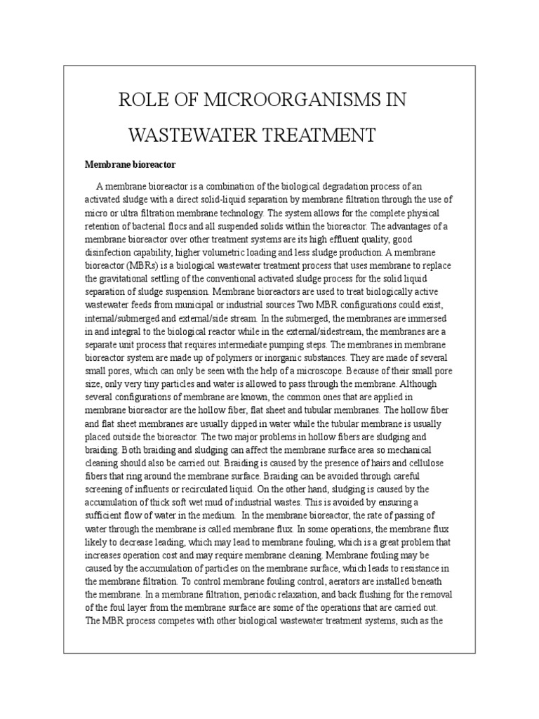 Microorganisms in Wastewater Treatment | PDF | Sewage Treatment | Membrane