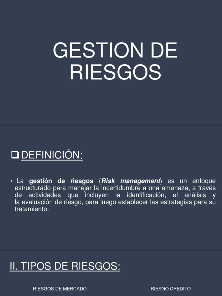 Definición y Tipos de Gestión de Riesgos | PDF | Riesgo | Probabilidad