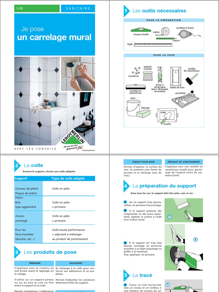 Conseils pour poser un carrelage mural | PDF | Carreau (construction ...