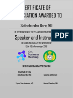 Certificate of Appreciation Awarded To: Satischandra Gore, MD