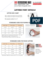 Hynek Letters Font Details: Letter Size Chart