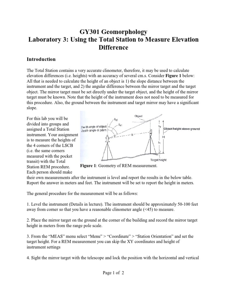 Measuring Building Heights with a Total Station A Guide to Using REM