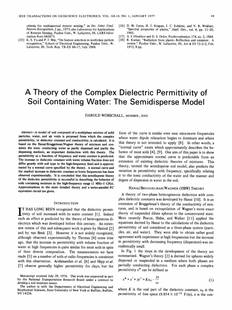 A Theory of The Complex Dielectric Permittivity of Soil Containing ...