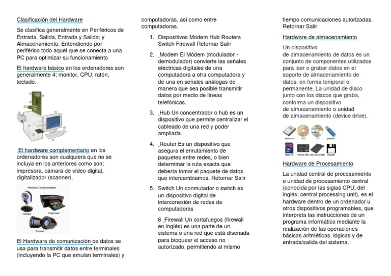 Tipos de Hardware y Periféricos | PDF | Hardware de la computadora ...