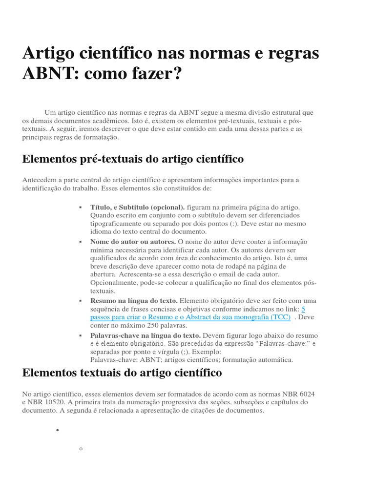 Artigo Científico Abnt : Artigo Científico ABNT Pronto: Exemplos ...