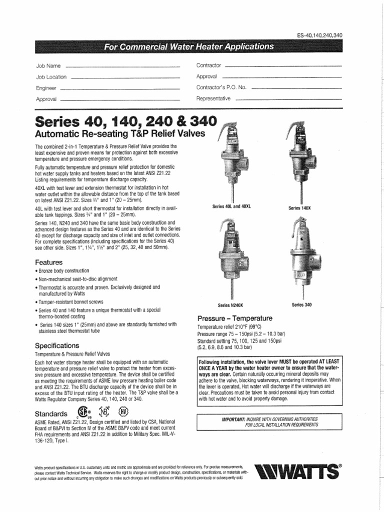 T&P Relief Valve PDF
