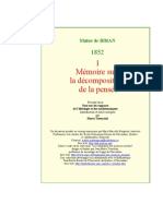 Maine de Biran de La Decomposition de La Pensée I