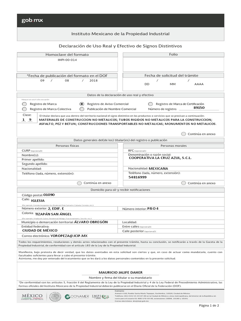 Declaración Uso 89150.pdf Ciudad de México México Prueba gratuita