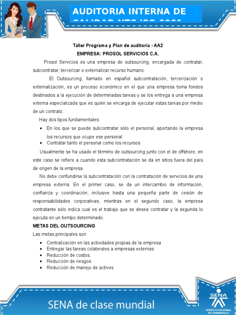 Actividades Semana 2 Taller Programa y Plan de Auditoria Aa2 PDF | PDF ...