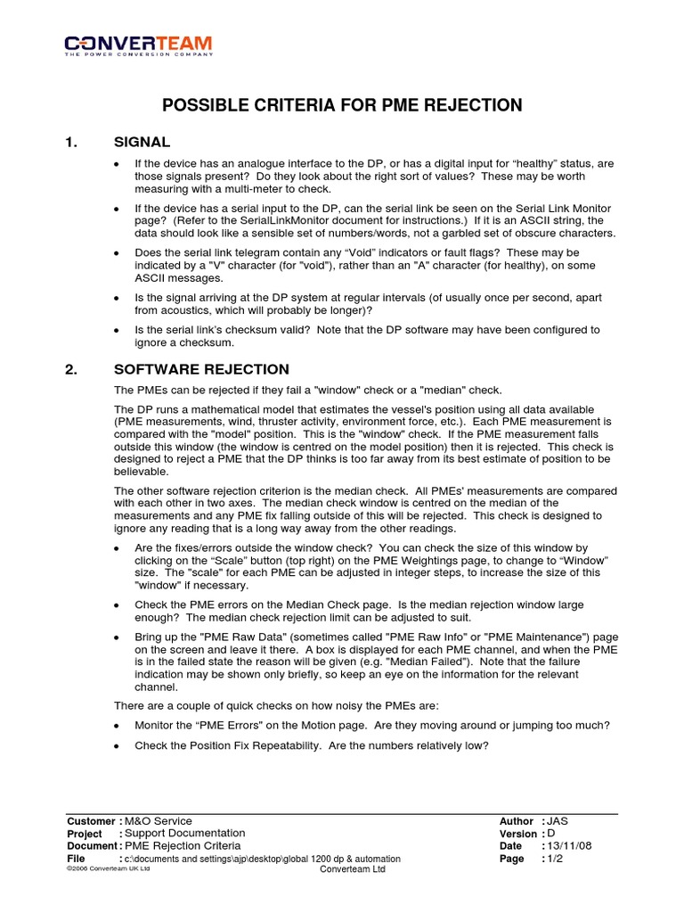 PME Rejection Criteria PDF Median Ascii