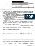 Ficha de Avaliação Mensal - 3.º Ano - Português - Setembro/Outubro