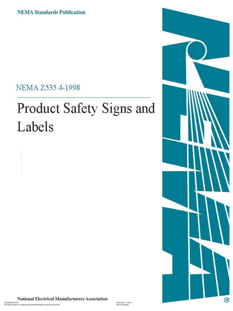 Product Safety Signs and Labels NEMA Z535.41998 PDF Hazards Safety