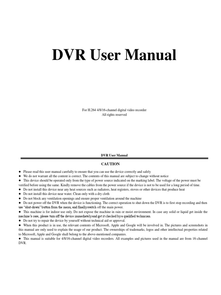 DVR User Manual | PDF | Digital Video Recorder | Menu (Computing)