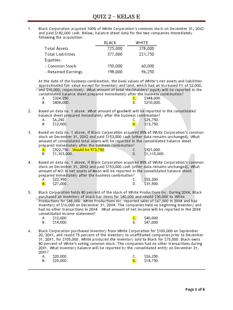 QUIZ 23 Akl 2 PDF Retained Earnings Balance Sheet