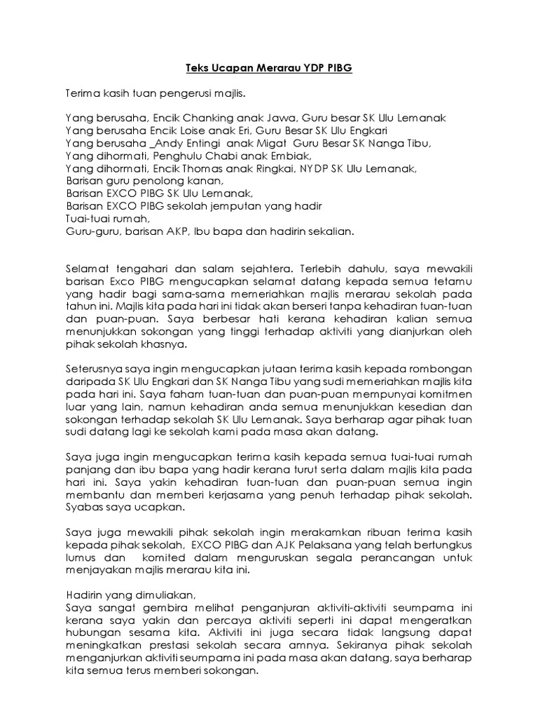 Ucapan Merarau Ydp Pdf