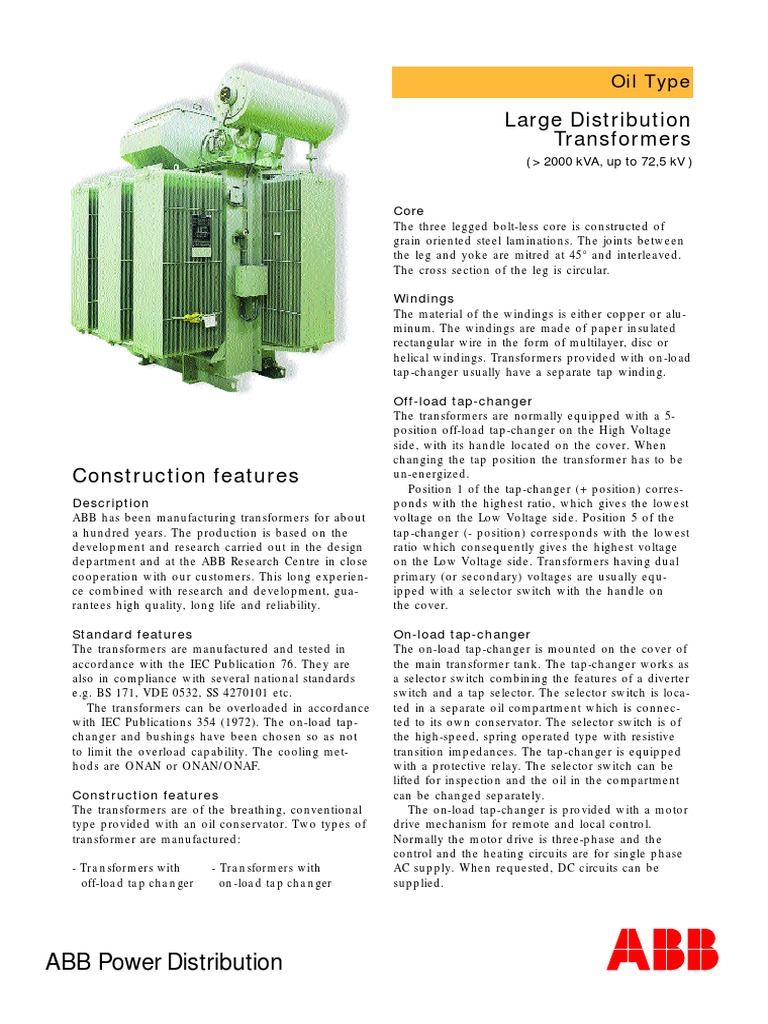 ABB Power Distribution Transformers Guide | PDF | Transformer | Power ...