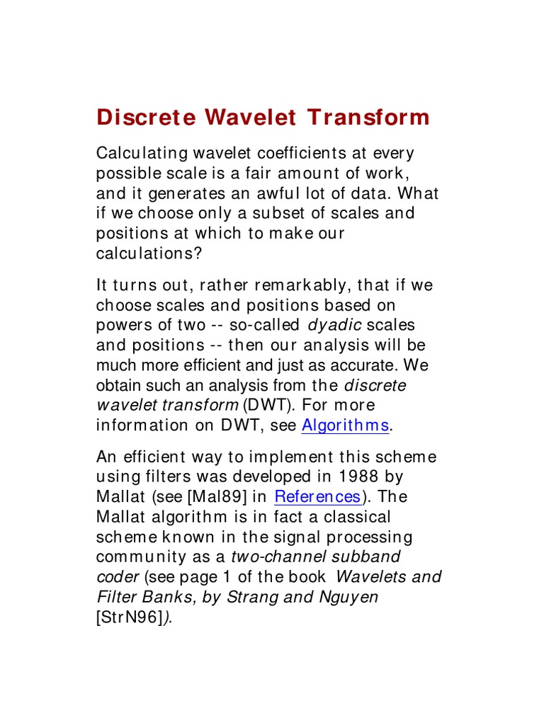 MATLAB 7.10.0 (R2010a) - Discrete Wavelet Transform - Wavelets - A New ...