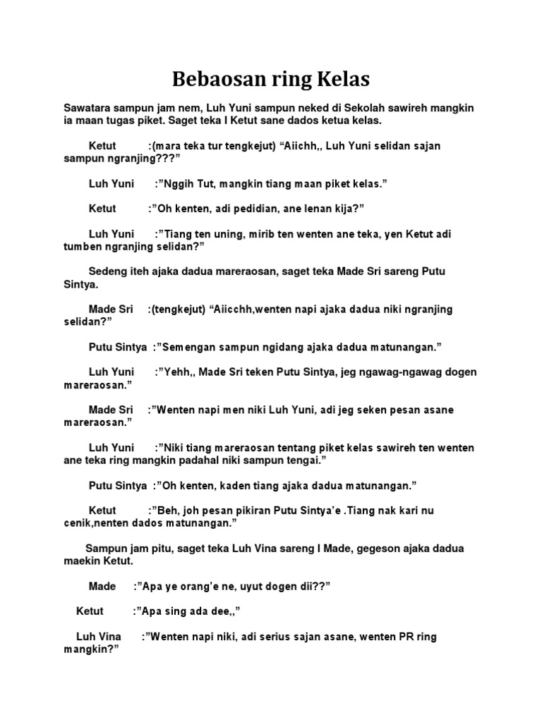 Dialog Bebaosan Ring Kelas Pdf
