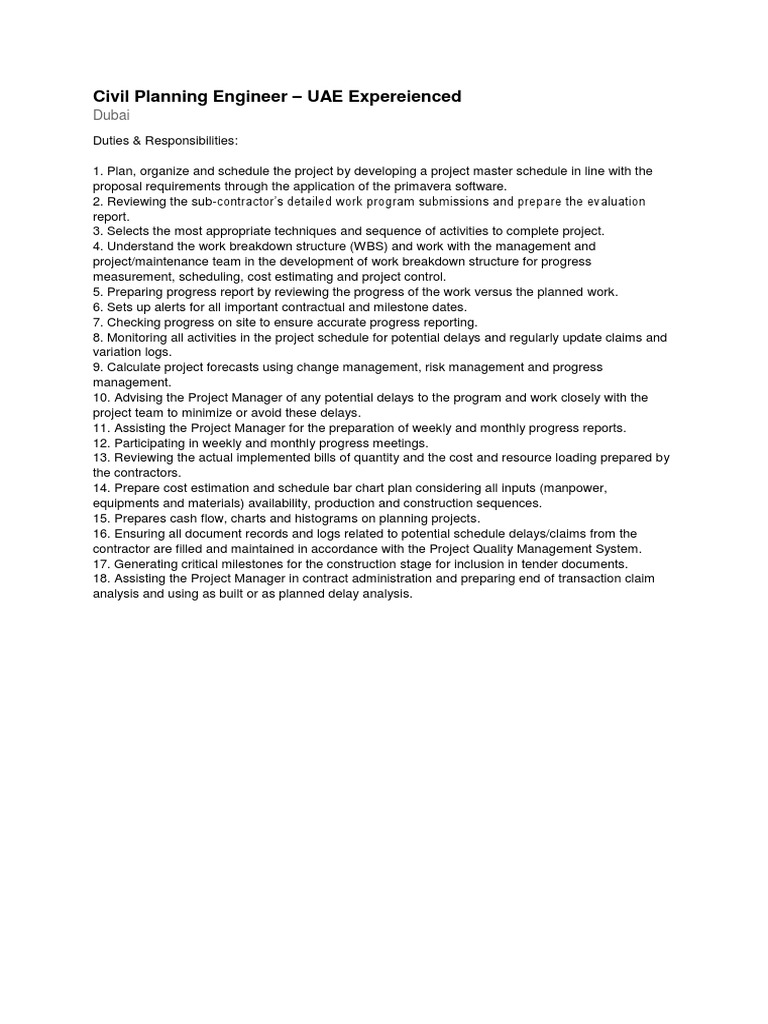 Civil Planning Engineer | PDF