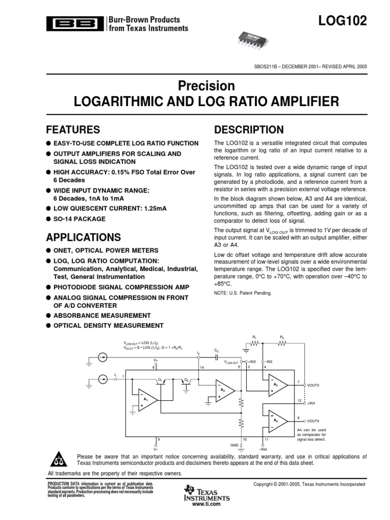 AmpLog Burr Brown Amplifier Operational Amplifier
