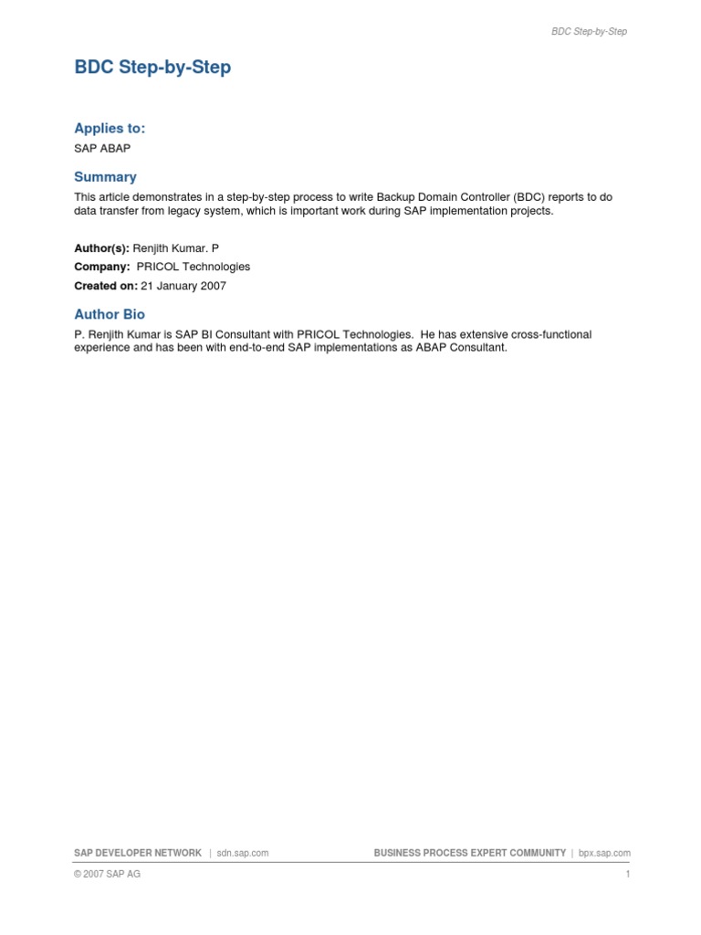BDC Step by Step | PDF