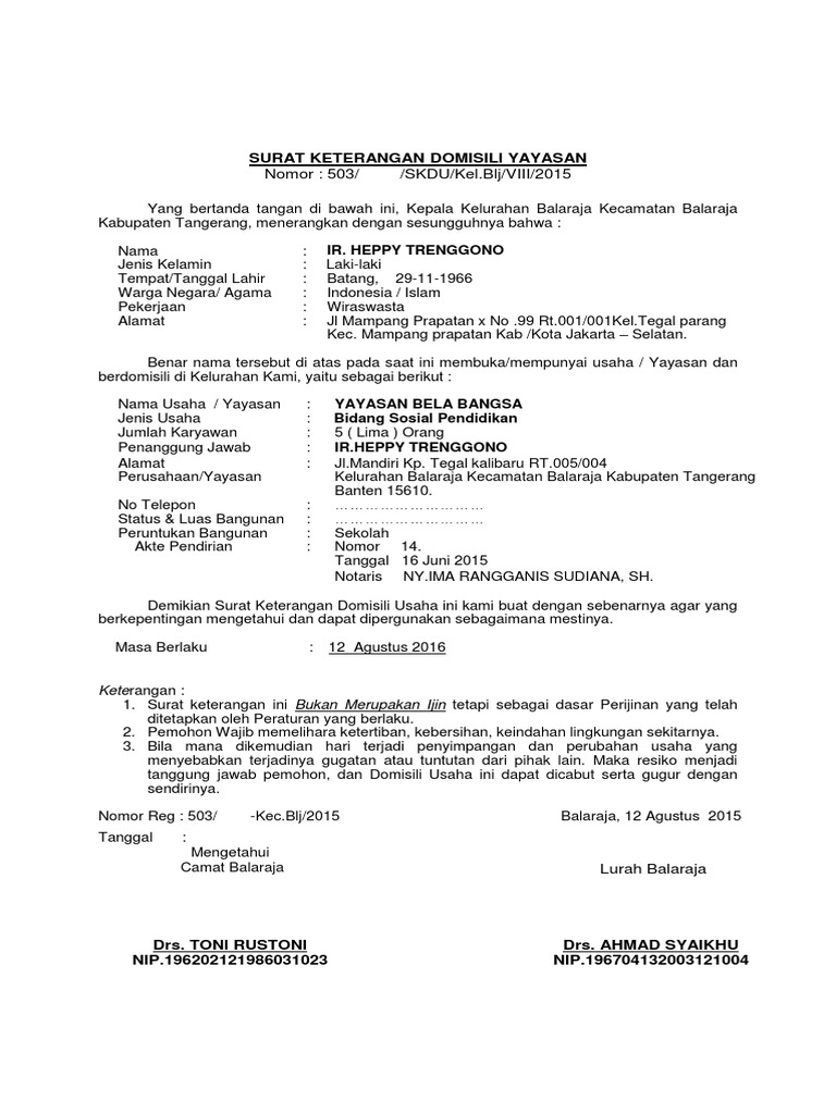 Surat Keterangan Domisili Usaha