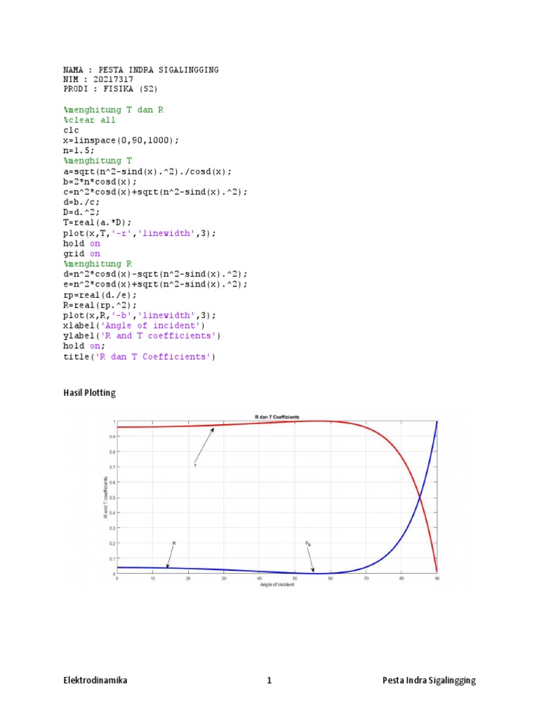 Elektrodinamika: R & T Coefficients | PDF