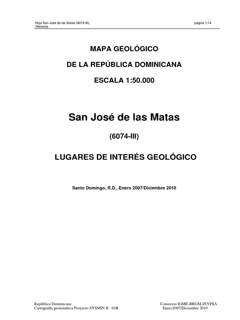 Mapa Geológico de San José de las Matas | PDF | Geología | República ...