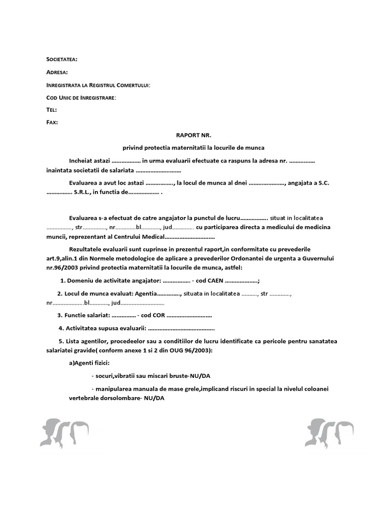 Protectia Maternitatii La Locul De Munca Raportul Privind Protectia Maternitatii 1 Docx