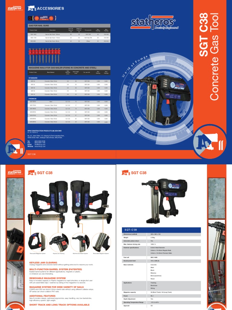 SGT C38 Gas Tool Specifications | PDF | Brick | Building Engineering